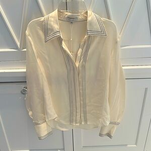 Rebecca Taylor off white silk button down top /blouse